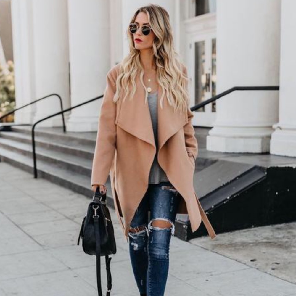 Vici camel drape coat